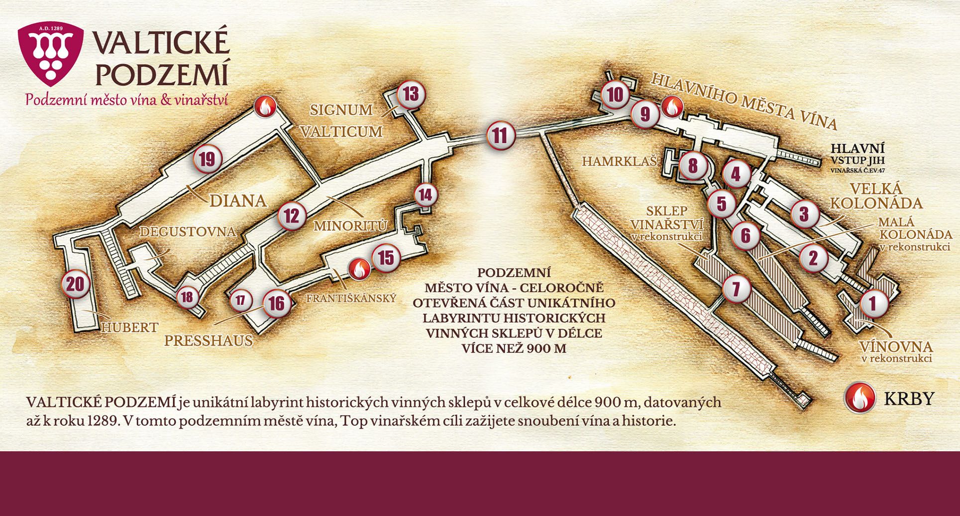 Mapa Valtického podzemí